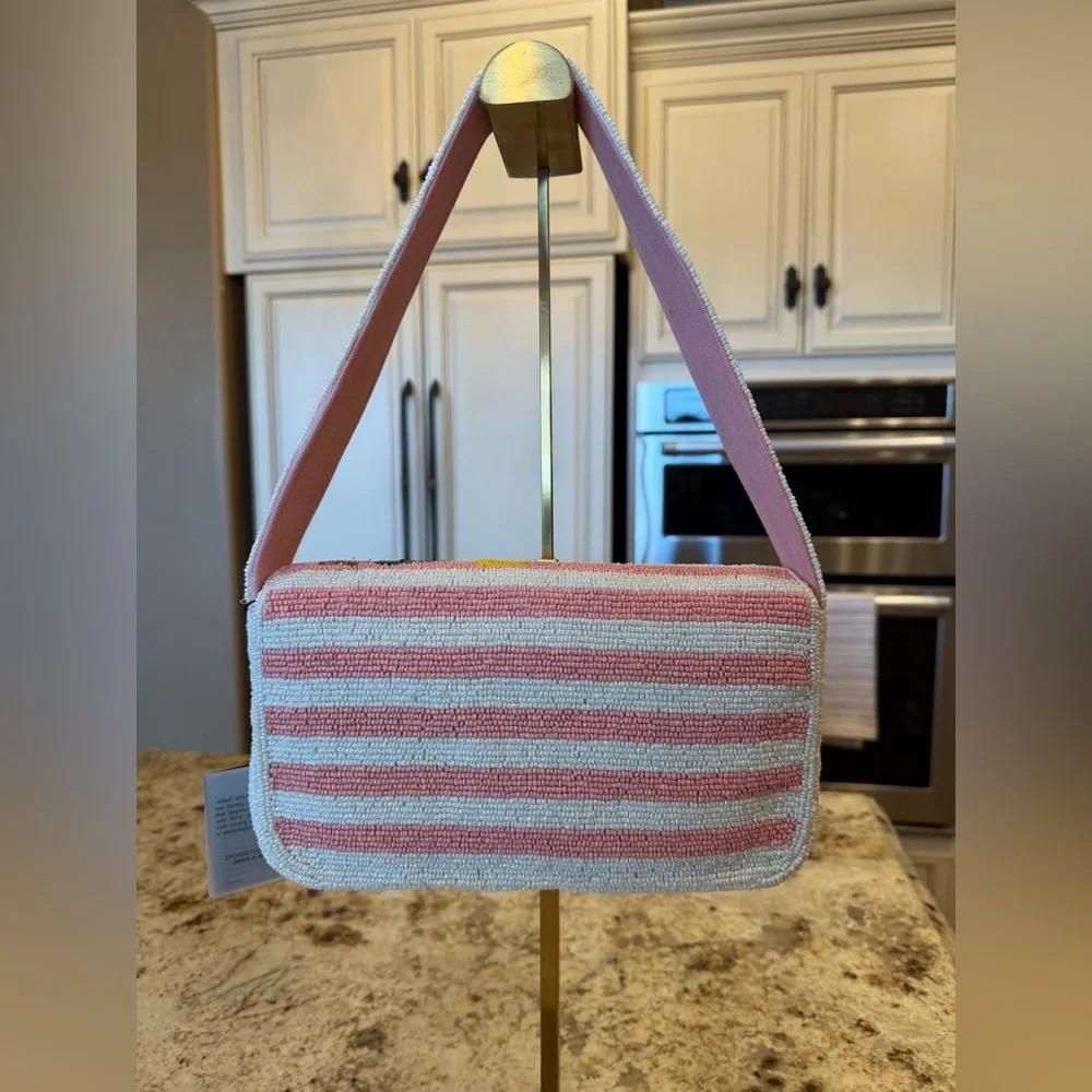 America & Beyond Beaded Lemon shoulder bag in Pink, Yellow & White - Picture 4 of 7